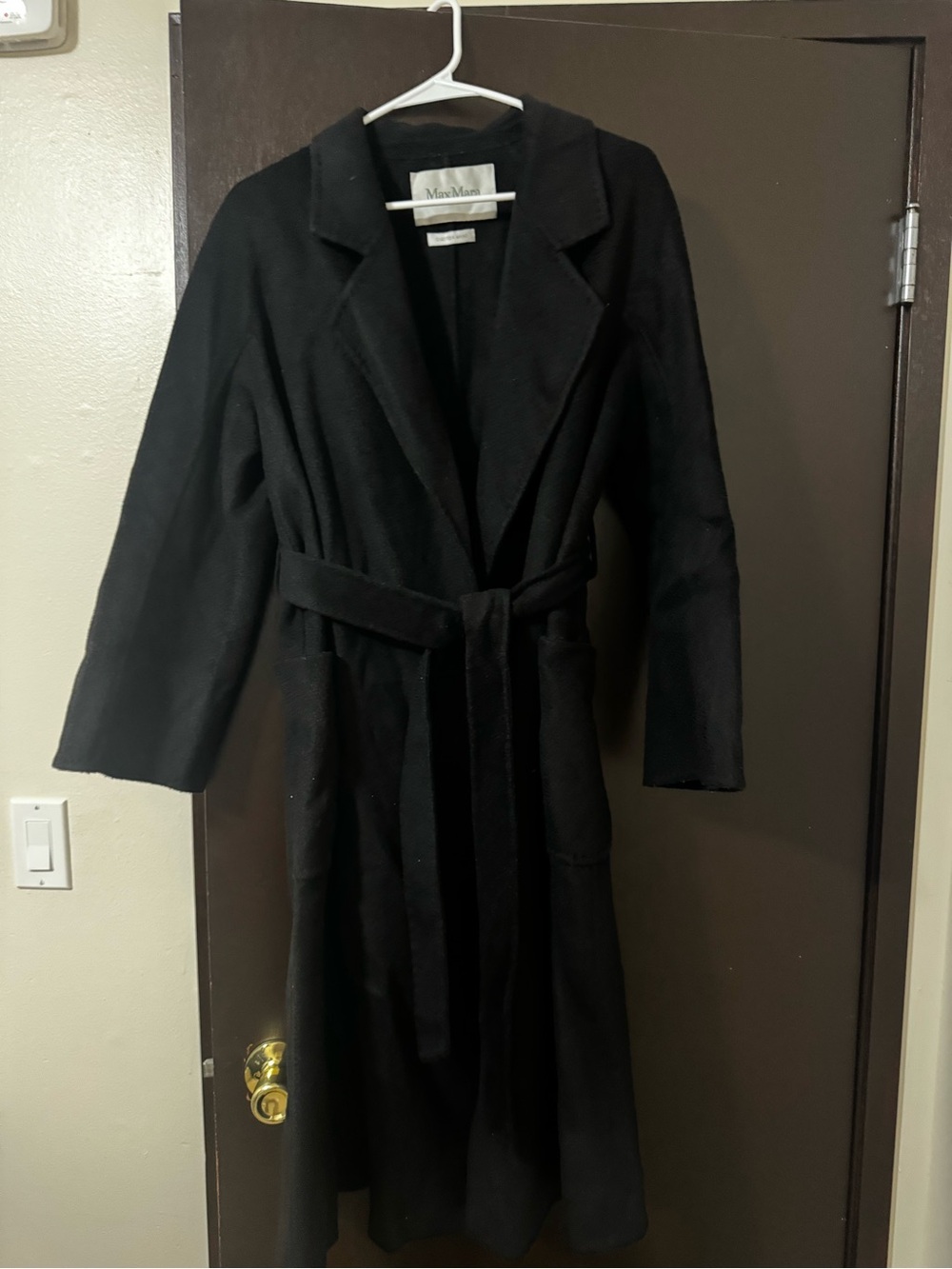 MaxMara Long Black Belted Coat